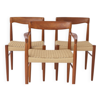 3 Vintage Chairs by H.W. Klein for Bramin 1960s Danish Teak