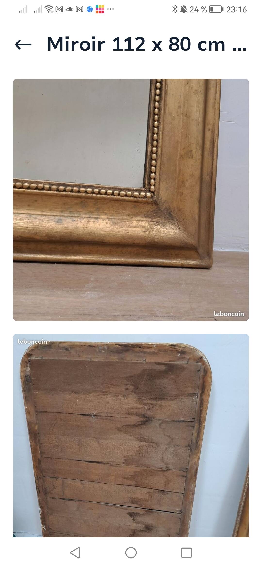 Large antique Louis Philippe gilded mirror