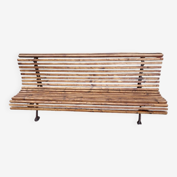 banc de jardin en bois avec piètement en fonte