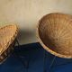 Pair of mid century bamboo and iron pod chairs, 1960s
