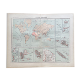 1907 - Map of the French Empire / French Colonies