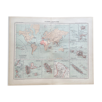 1907 - Map of the French Empire / French Colonies