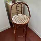Wooden and wicker bar stool