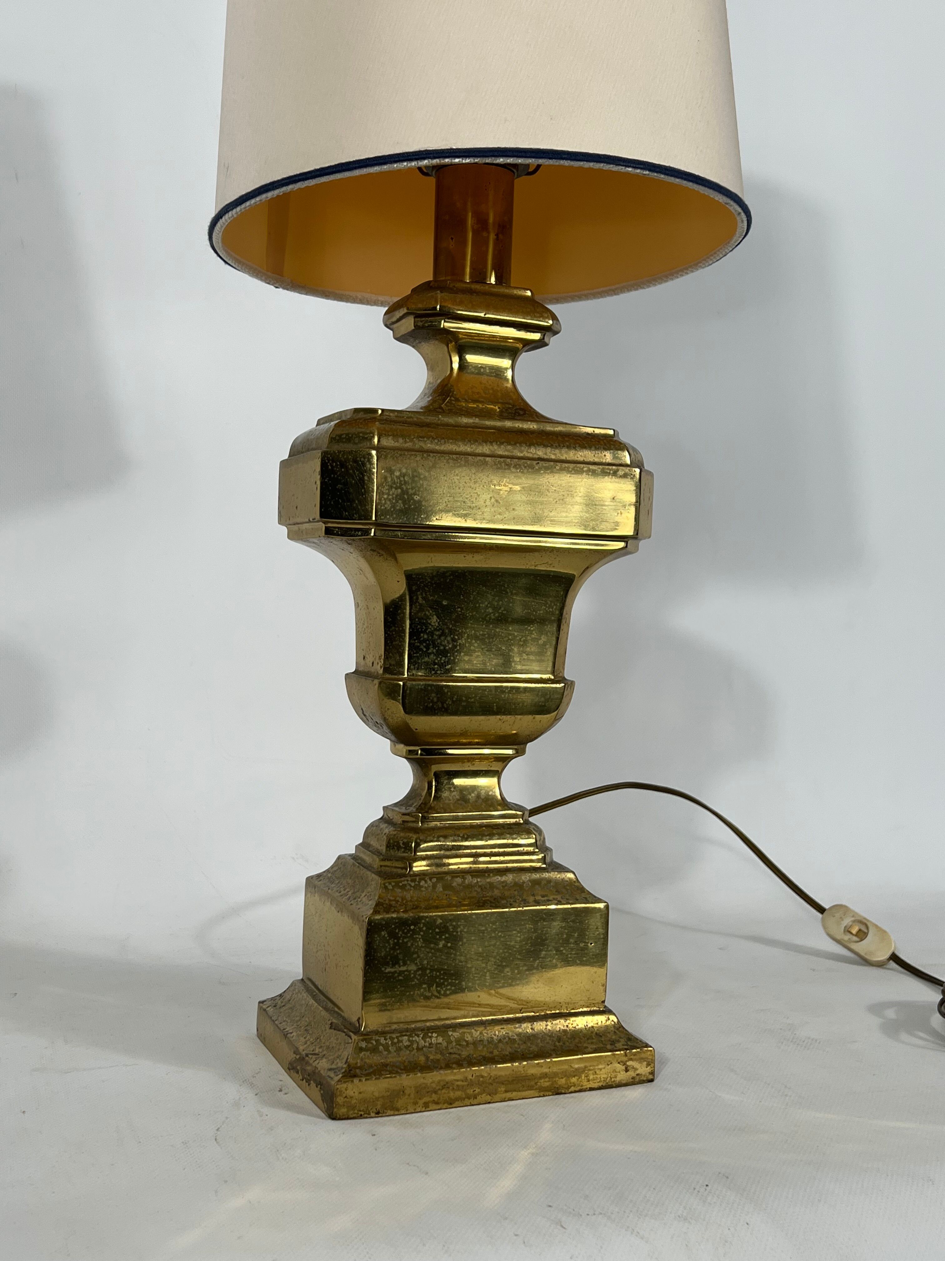 Vintage Large Italian Solid Brass table lamp from 50s