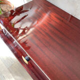 Vintage wood and brass bedside table Art Deco style