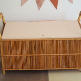 Vintage rattan chest bench