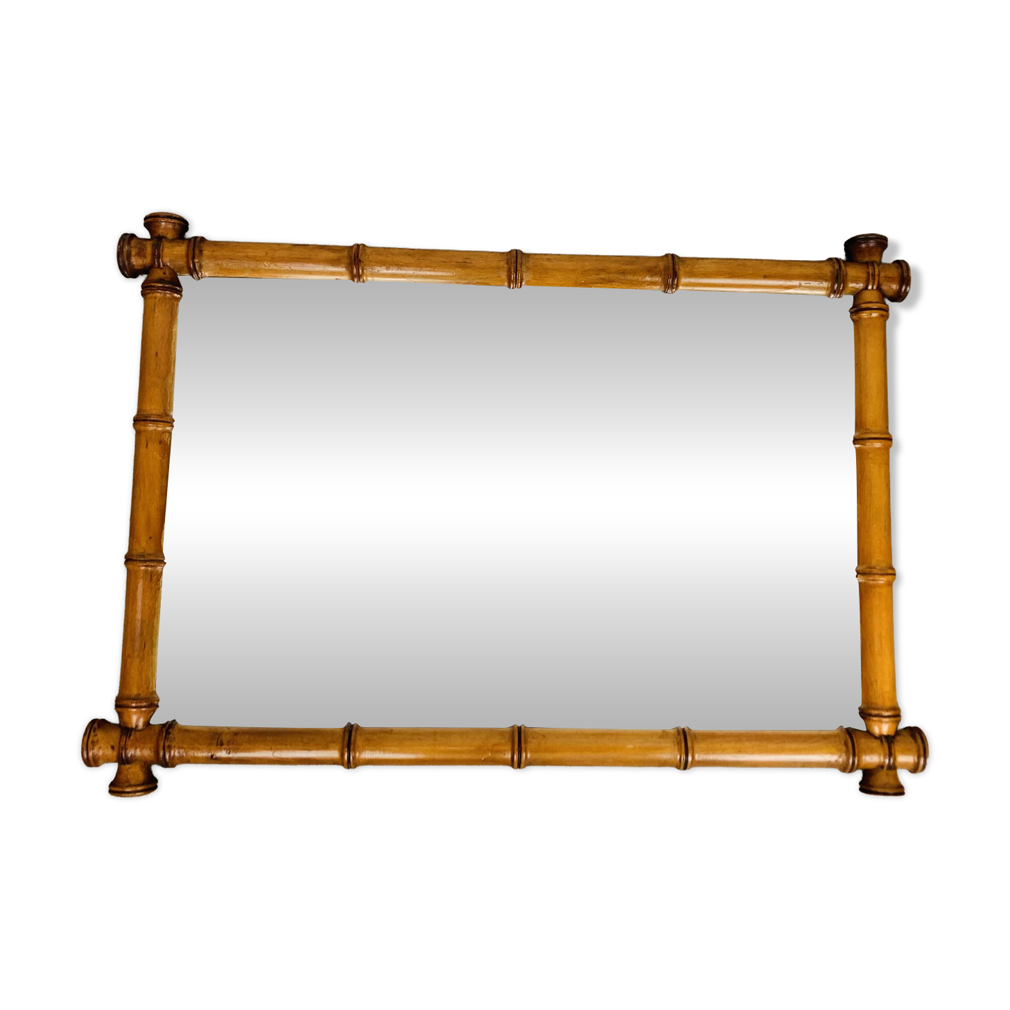 Miroir au mercure, bois effet bambou, fin XIX début XX ème