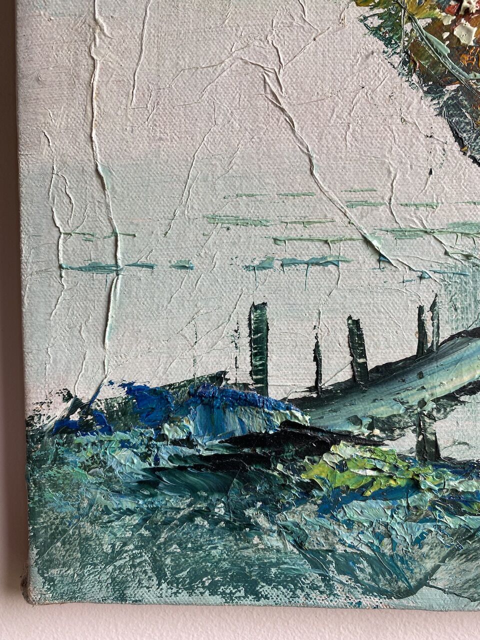 Marine, zampan boats at sunset, XX century