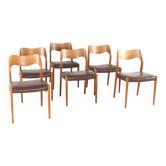 Ensemble de 6 chaises Niels O Möller modèle 71 - design danois mid-century moderne