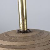 Paire de pieds de lampes de table en bois laminé et laiton, années 1960