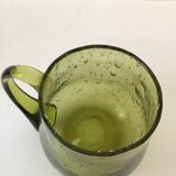 Vase with bubbled glass handle