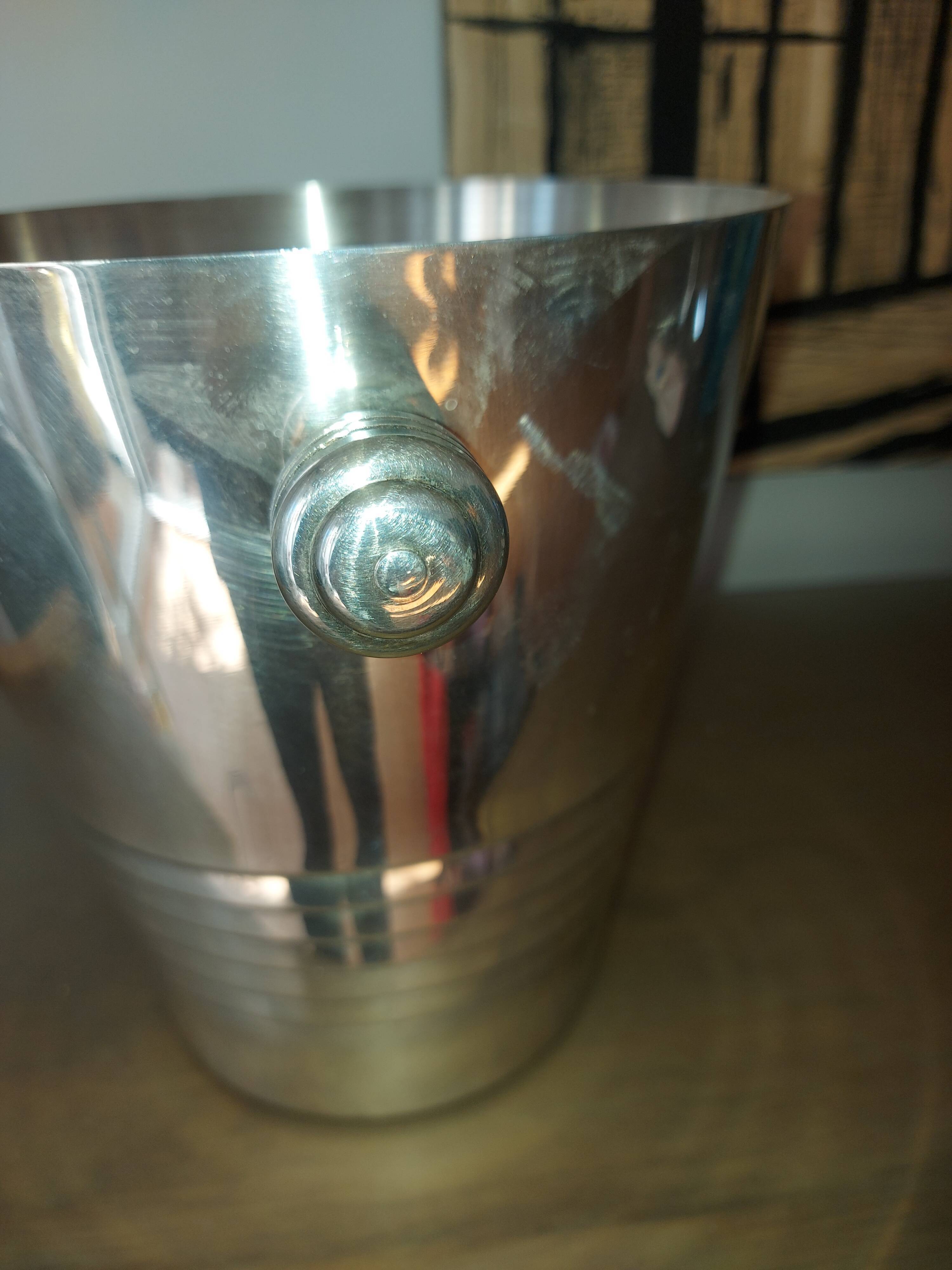 Ice bucket art deco champagne bucket in silver metal