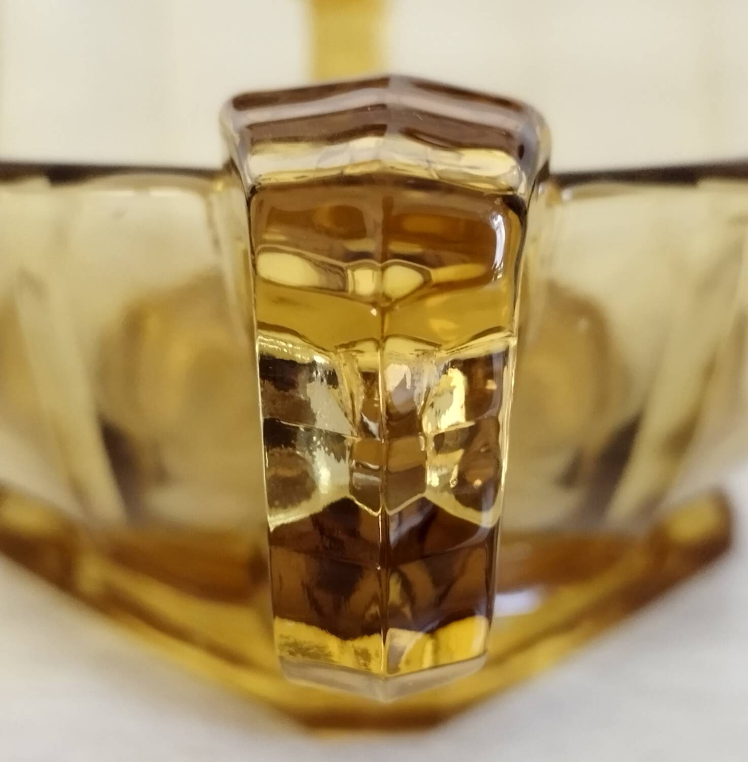 Molded glass fruit bowl art deco style amber