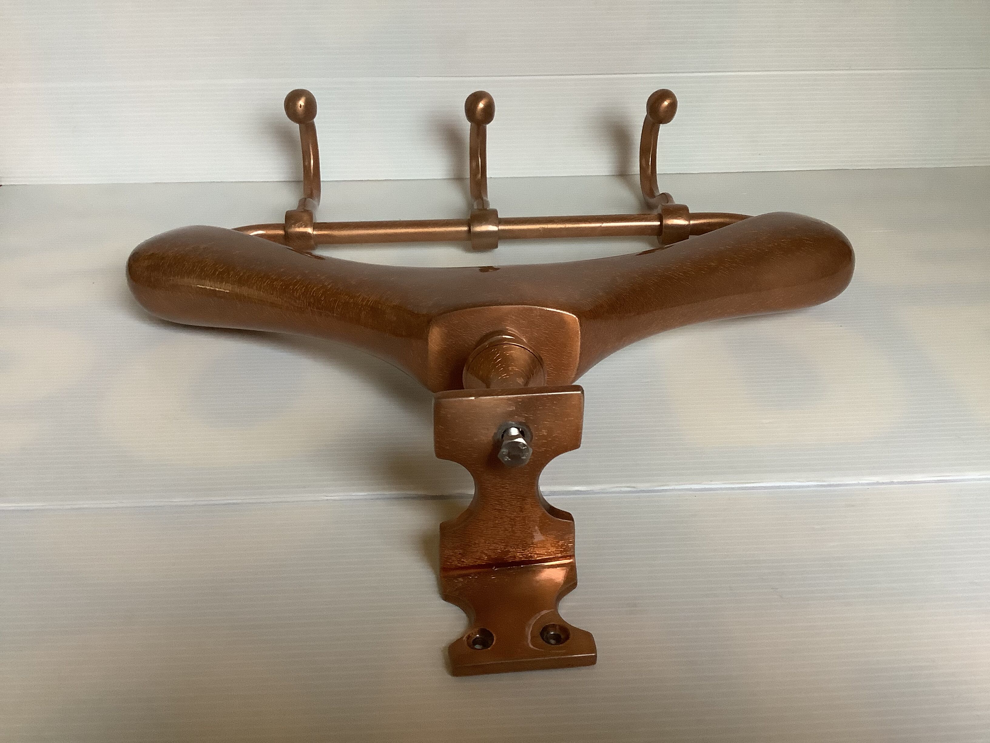 Coat rack gilded metal hanger varnished