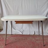 Kitchen table in formica white vintage 60s