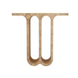 Modern Pair of Italian Ivory Travertine Consoles with Semi-Circular Arches