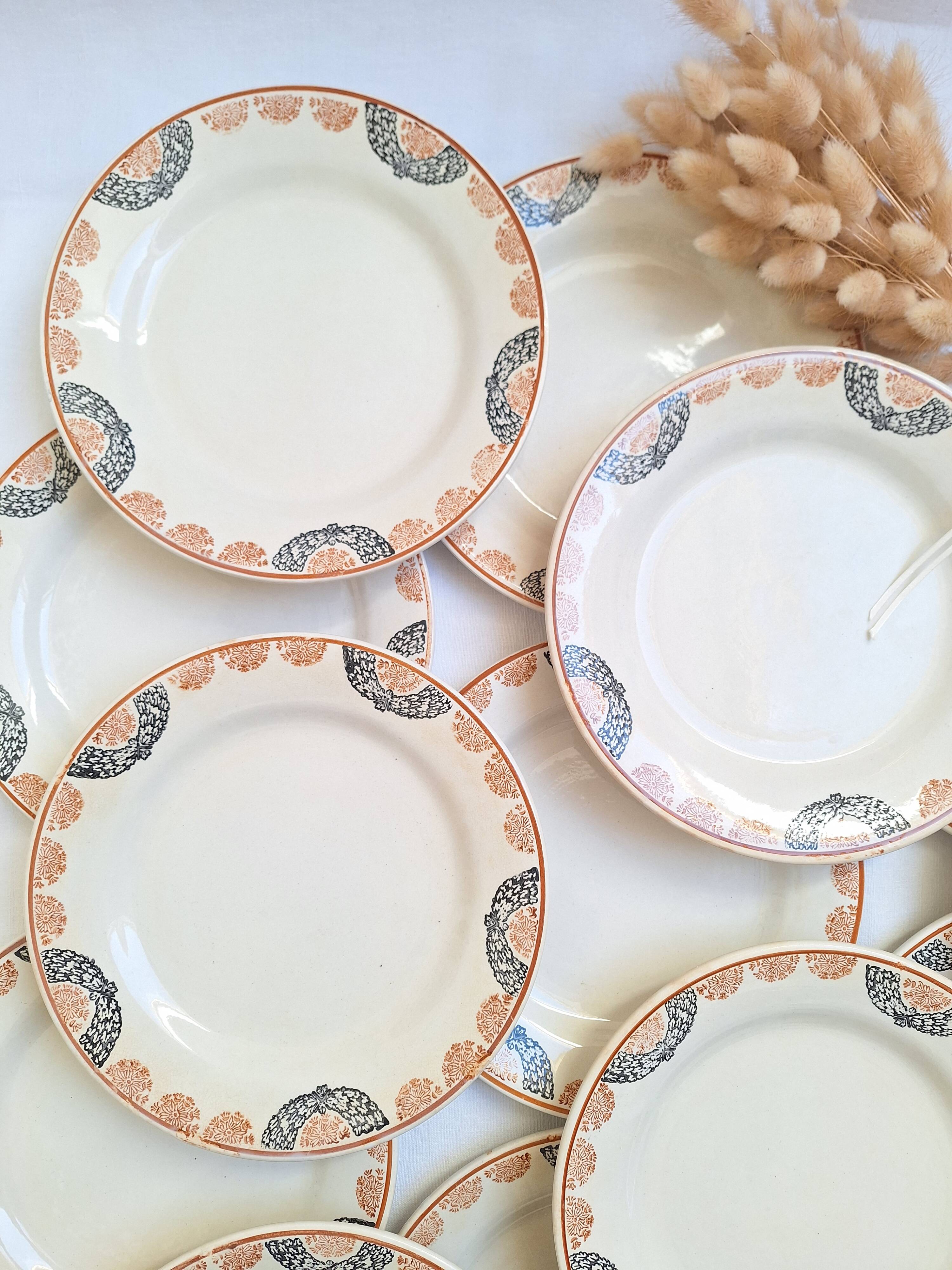 HBCM Pauline pattern dinner plates in orange and black