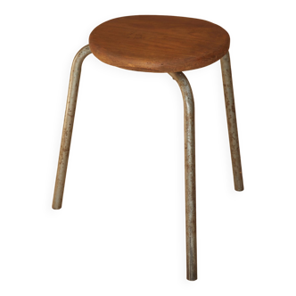 Wood and metal tripod workshop stool, circa 1950