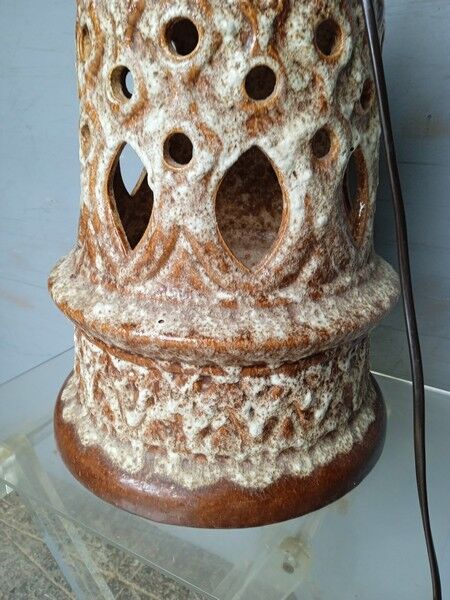 Large foot of openwork ceramic lamp ep 1960