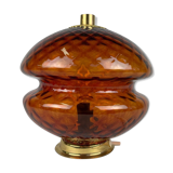 1960's Glass & Brass Table Lamp by Jablonec Glassworks, Czechoslovakia