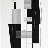 Black and White Abstract Art Mural – Modern Geometric Illustration