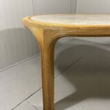Vivai del Sud rattan & travertine dining table Italy 1960’s