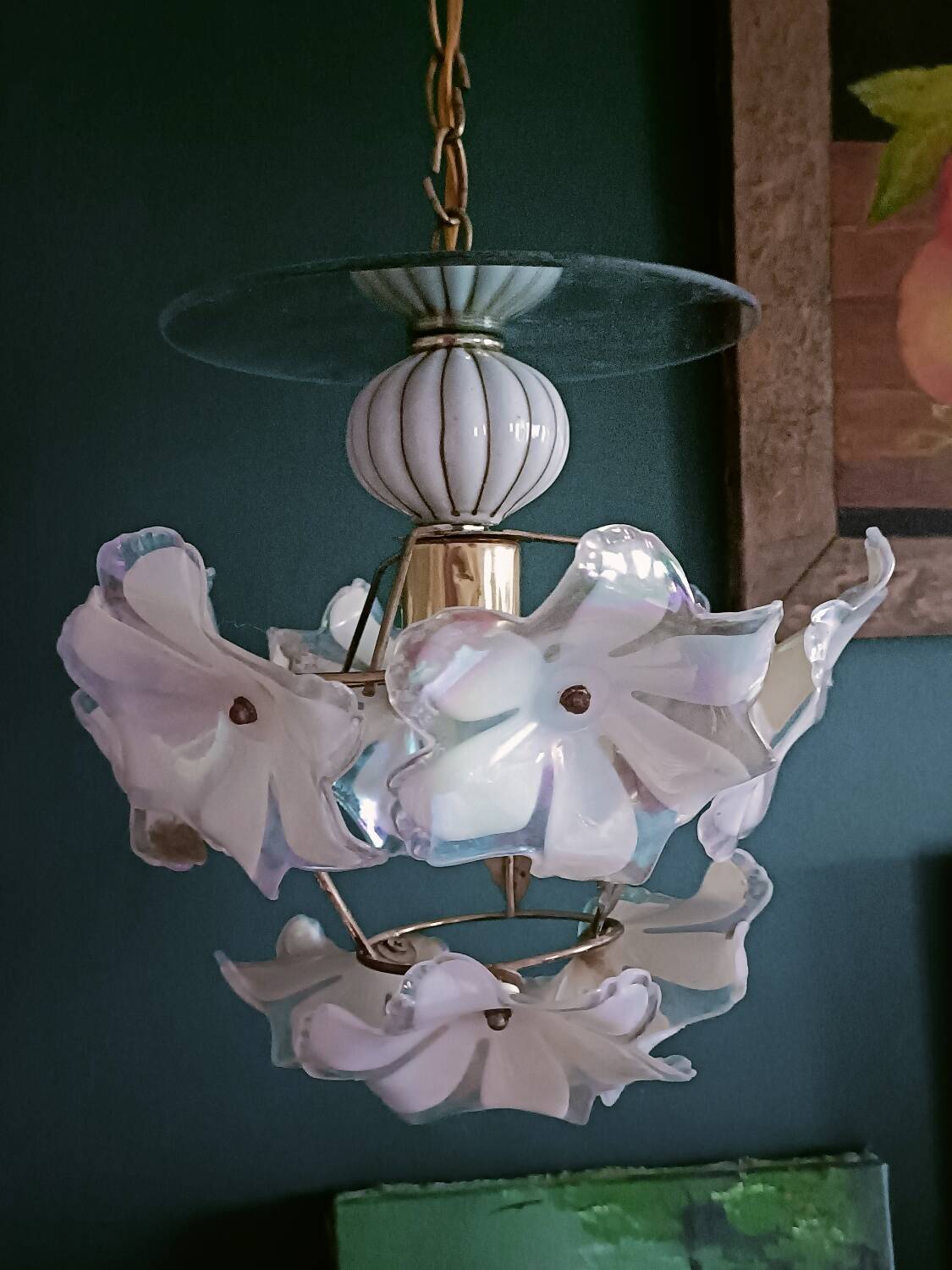 70s Flower and Mirror Chandelier