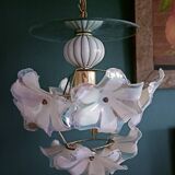 70s Flower and Mirror Chandelier