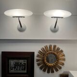Paire d’appliques en teck, verre sablé et opaline par Matteo Thun pour Flos