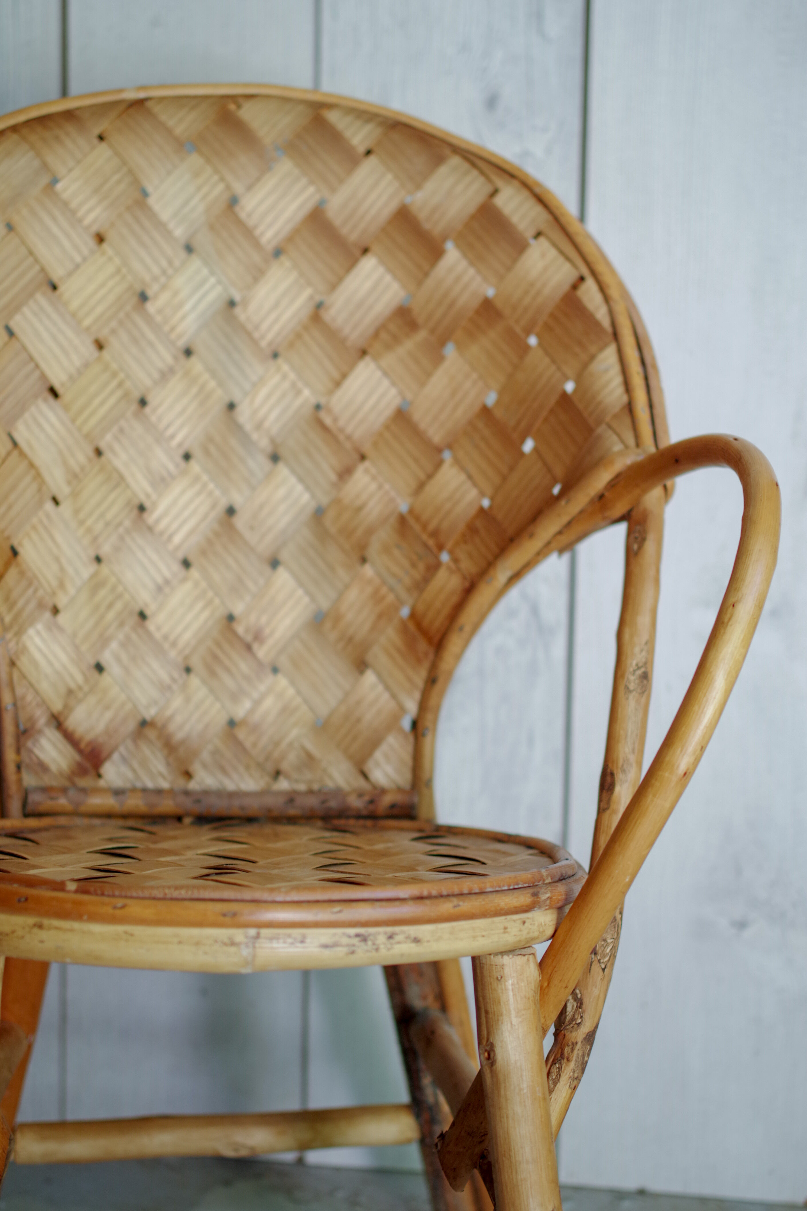 Vintage child armchair in chestnut wood