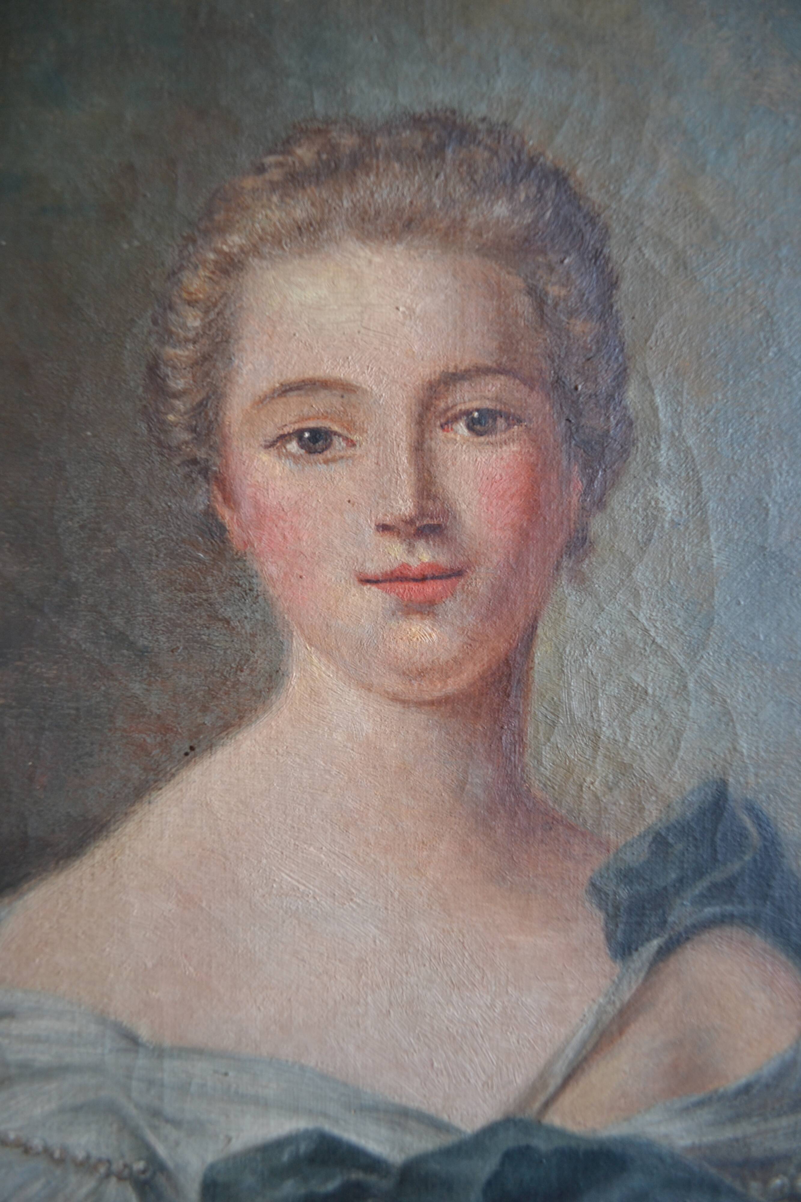 Portrait of Madame de Pompadour as Diana after Nattier painting HST