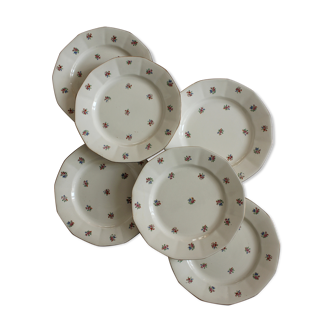 Flat flowered plates Digoin Sarreguemines