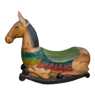 Rocking horse in carved wood