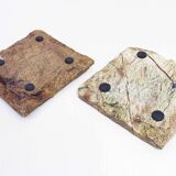 Pair of travertine candlesticks