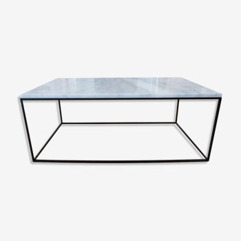 Table basse carrée en marbre blanc de carrare 90x90