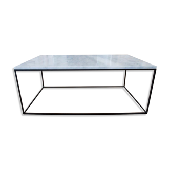 Square coffee table in white carrara marble 90x90
