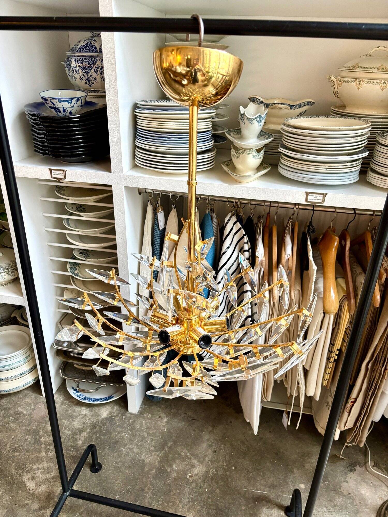Rafael Tormo 6-light chandelier in gold metal and transparent tassels