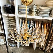 Rafael Tormo 6-light chandelier in gold metal and transparent tassels