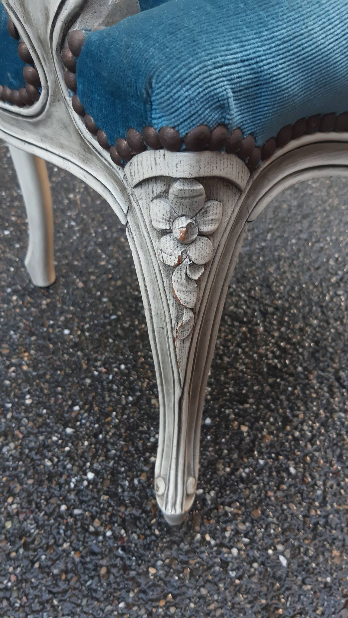 Louis XV duck blue armchair