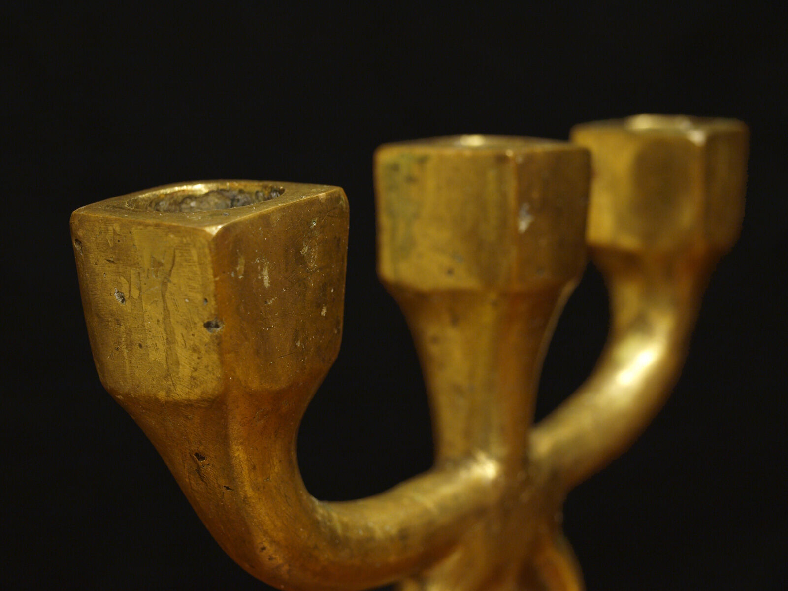 Brutalist bronze chandelier