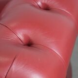 English cowhide Chesterfield 2.5-seater sofa in a stunning red colour