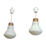 Pair of giant opaline bulb suspensions