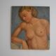 Old painting portrait nude woman oil on panel