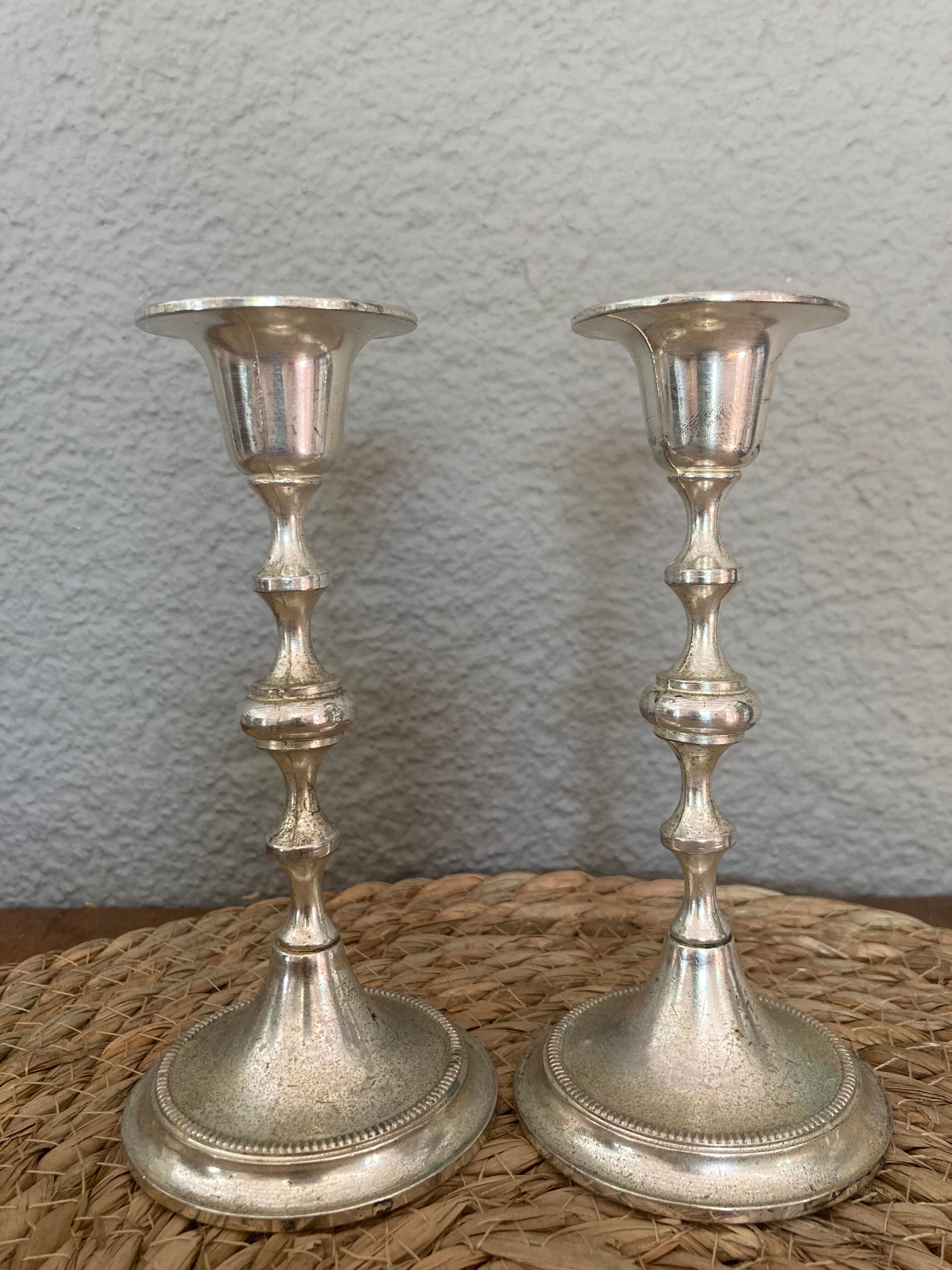 Pair of candlesticks in silver metal W Germany