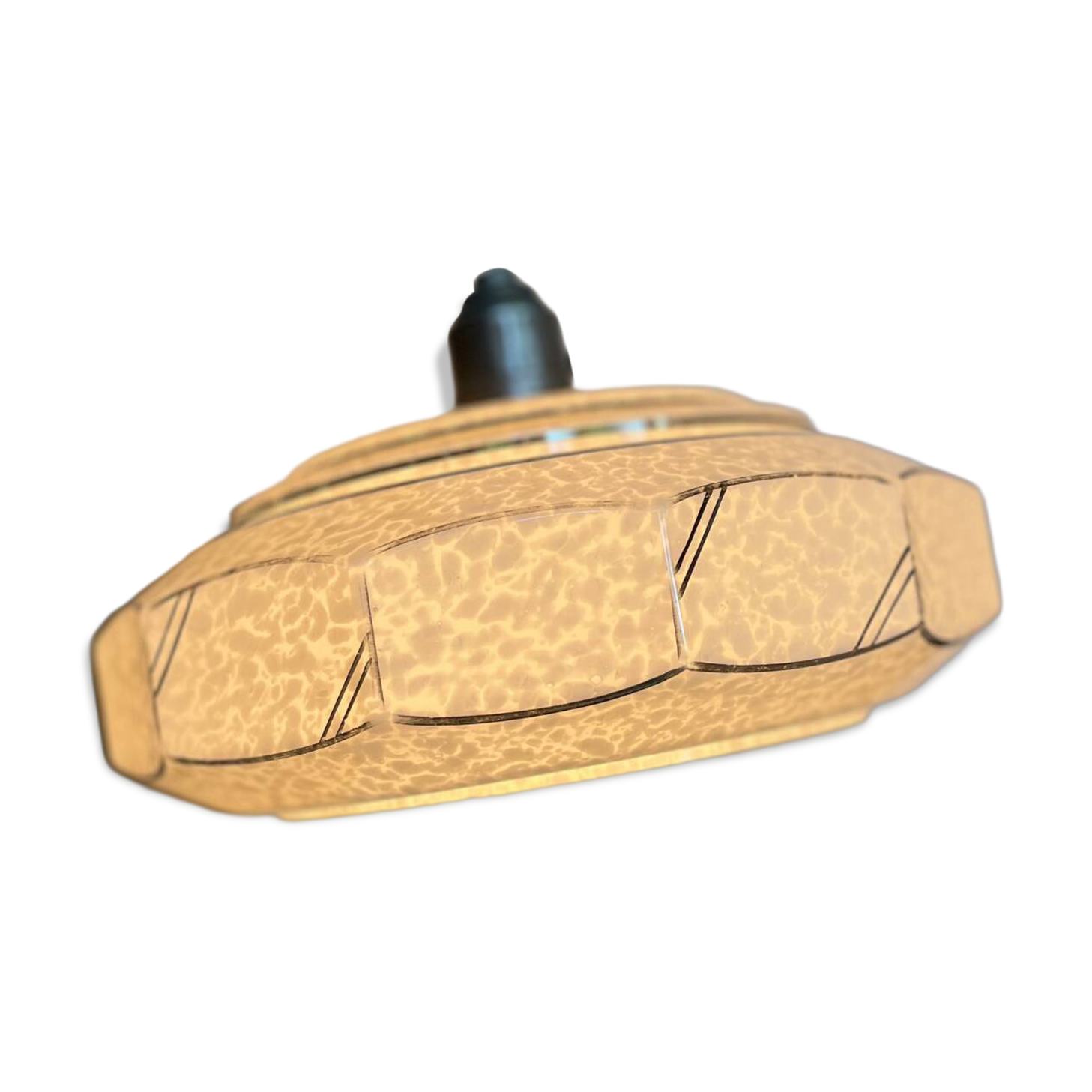 Clichy glass pendant and its socket with a knob
