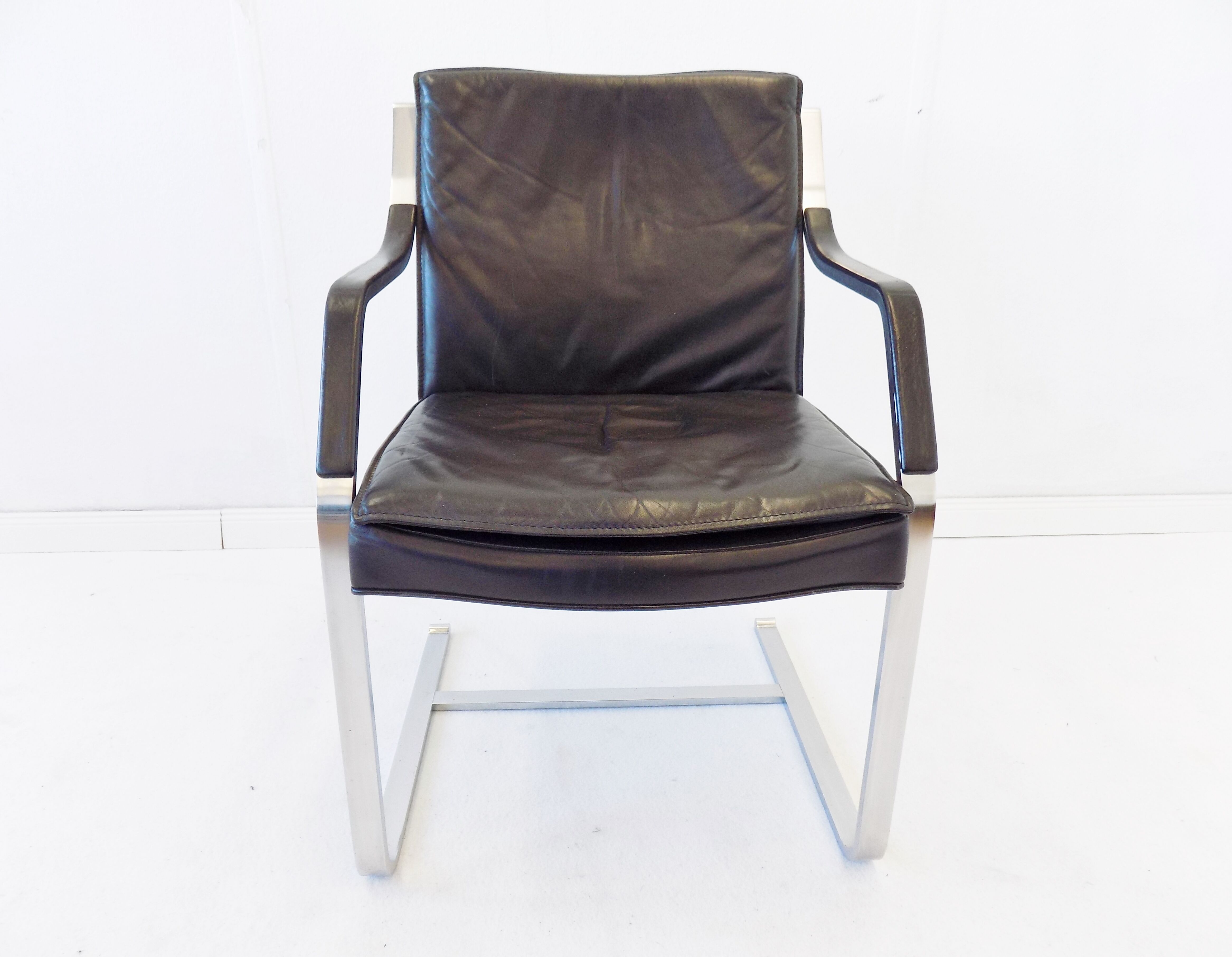 Fauteuil en cuir noir Knoll Art Collection par Rudolf B. Glatzel