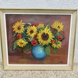 Tableau nature morte, tournesol, signé
