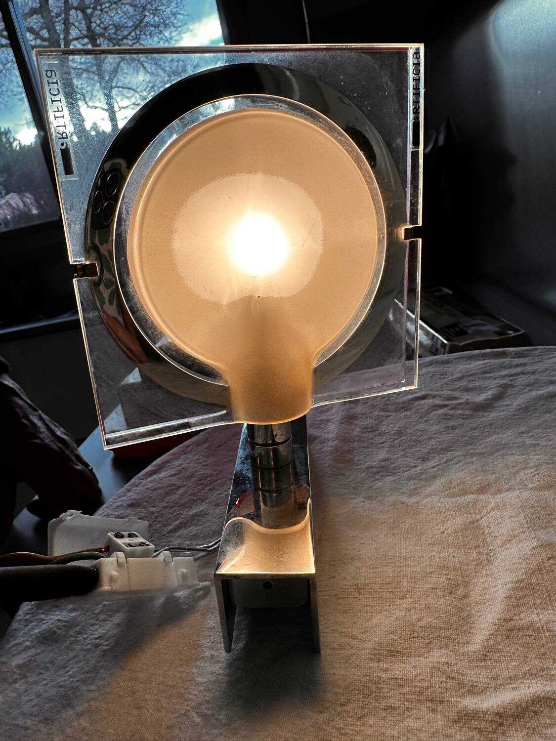 Pair of red Keplero model wall lights, design by chiaramonte