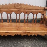 Folk art larch pine bench
