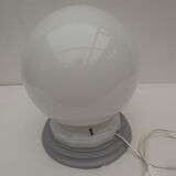 White globe table lamp support grey wood bead